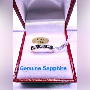 10K Yellow and White Gold Sapphire and Diamond Ring